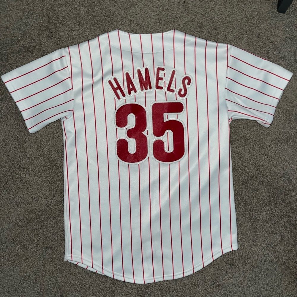 Cole Hamels Phillies Jersey Authentic Youth Large